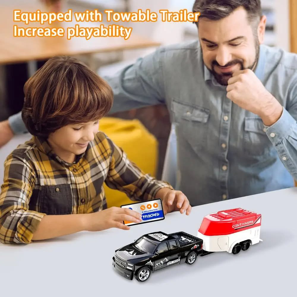 Mini RC Racing Car with Trailer: Remote Controlled Electric Drift RC Model - Perfect Toy Gift for Boys